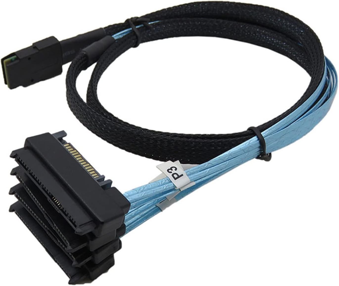 YANGQI yaoqijie 0.5m/1m Internal Mini SAS 36-Pin SFF-8087 to 4 SAS 29-Pin SFF-8482 Cable with 15 Pin SATA Power Connector Fit for SAS Hard Drive Lasting (Cable Length : 1m Mini SAS Cable)