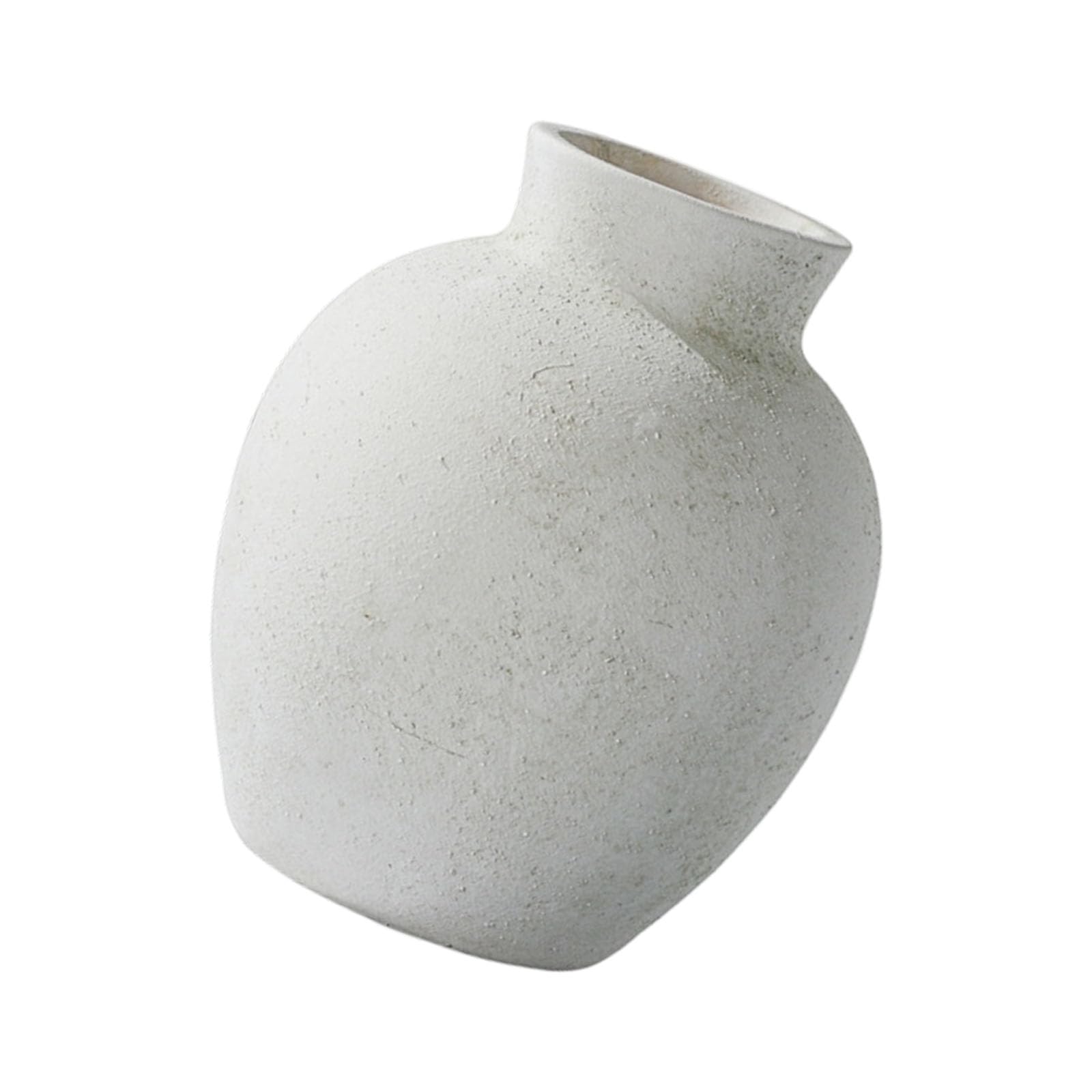 Tfaoys Sand White Distressed Textured Ceramic Vase For Decorative Tabletop Use, Rounded Home Accent For Bouquets And Shelf Display Decor Vase Tabletop Rounded Ceramic Distressed Flower Shelf Accent Entryway Decor Short