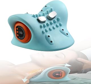 Neslemy Neck Massager with Heat, 26° Angle Cervical Traction Device, Electric 4D Neck and Shoulder Massager, Portable Neck and Shoulder Relaxer, Portable & Rechargeable (1Pcs)