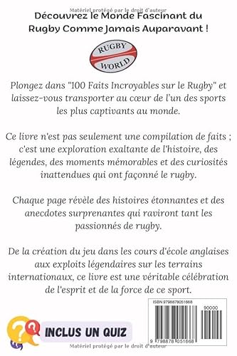 100 Faits incroyables sur le rugby: livre de rugby,les légendes du rugby,livre rugby enfant,livre ru