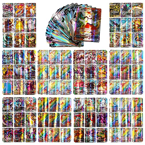 SNKRBA 100 Cartes Vmax, Vmax Cartes à Collectionner, Super Carte, Carte Arc-en-Ciel Rare, Pas De Répétition, Non Original, Cadeaux de Noël pour Halloween