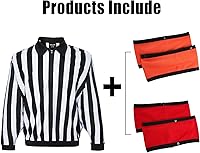 Vista 4 de EALER HRJ100 Camisa de manga larga para árbitro/árbitro a rayas de hockey sobre hielo con brazaletes extraíbles naranja y rojo
