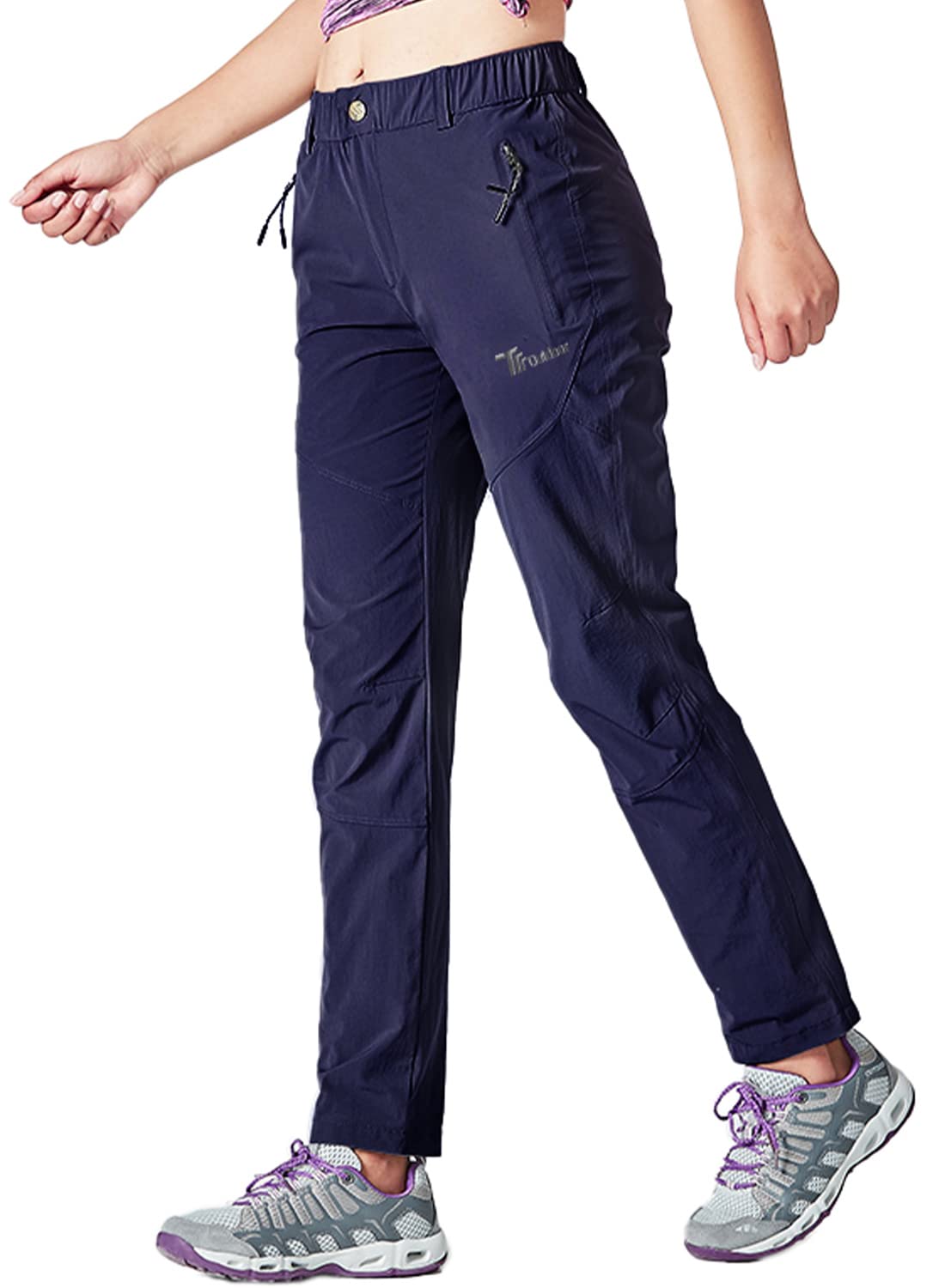 YSENTO Damen Outdoorhose Wanderhose Quick Dry Atmungsaktiv Leicht Camping Arbeitshose Trekkinghose mit Taschen(Dunkelblau,M)