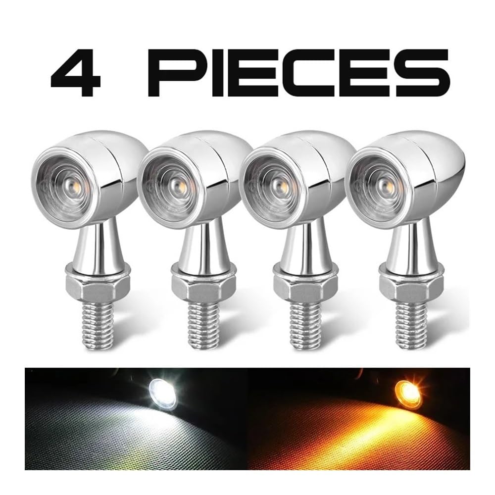 Intermitentes para moto, Mini Led Ámbar De 8mm Señal Giro Para Motocicleta Luces Freno Rojas DRL Blancas Lámparas Intermitentes Cromadas Para Motocicleta 12V Para