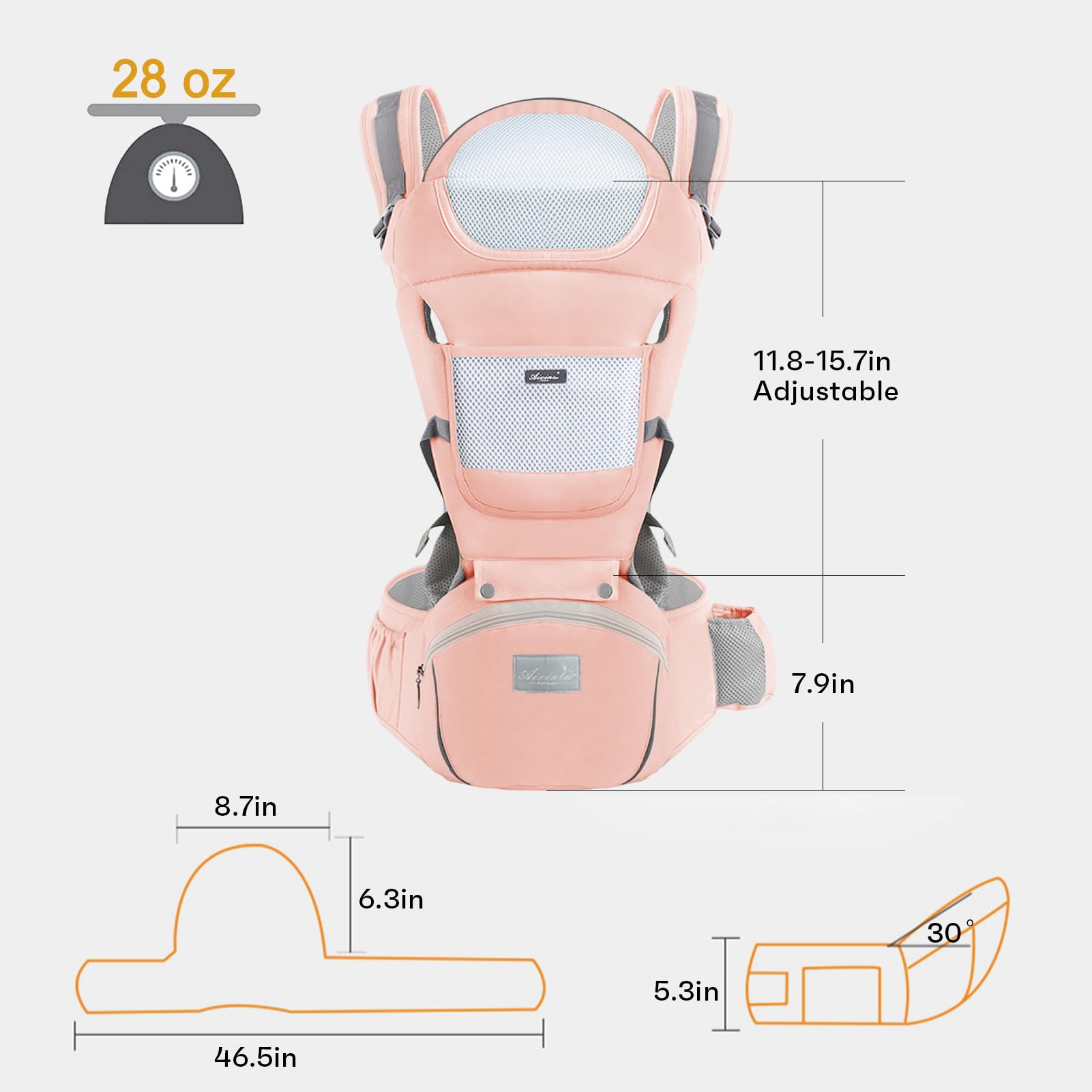 IULONEE - Portabebé con asiento de cadera ergonómico para niños de 3 meses a 3 años (3-20 kg)