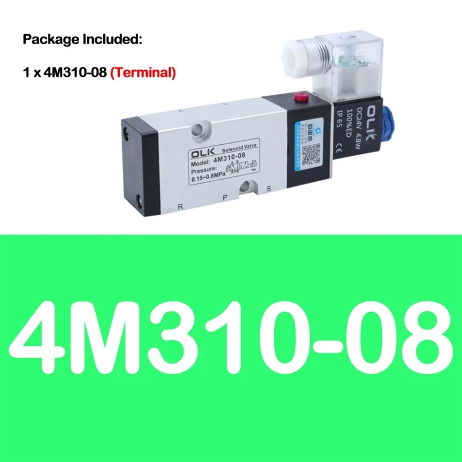 4M210-08 4M310-08 4M410-10 Válvula solenoide eléctrica neumática de Cinco vías, 2 Posiciones, 3 Puertos, Control de válvula de Aire electromagnética.(4m210-08 Pc10-02,AC24V)