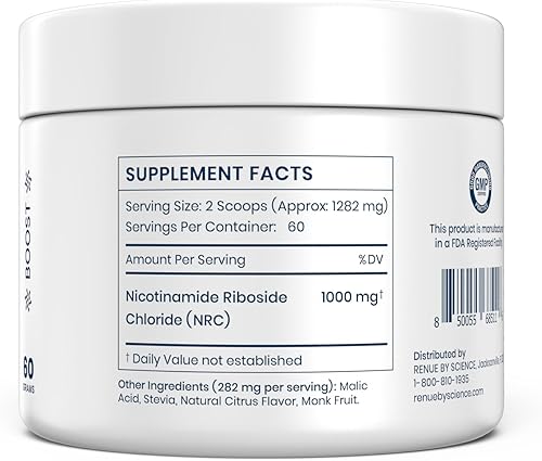 Miniatura 3 de Renue By Science Ribosida de nicotinamida  1000 mg de polvo de nicotinamida - Polvo NR NAD de alta resistencia sabor sublingual cítrico  Fabricado