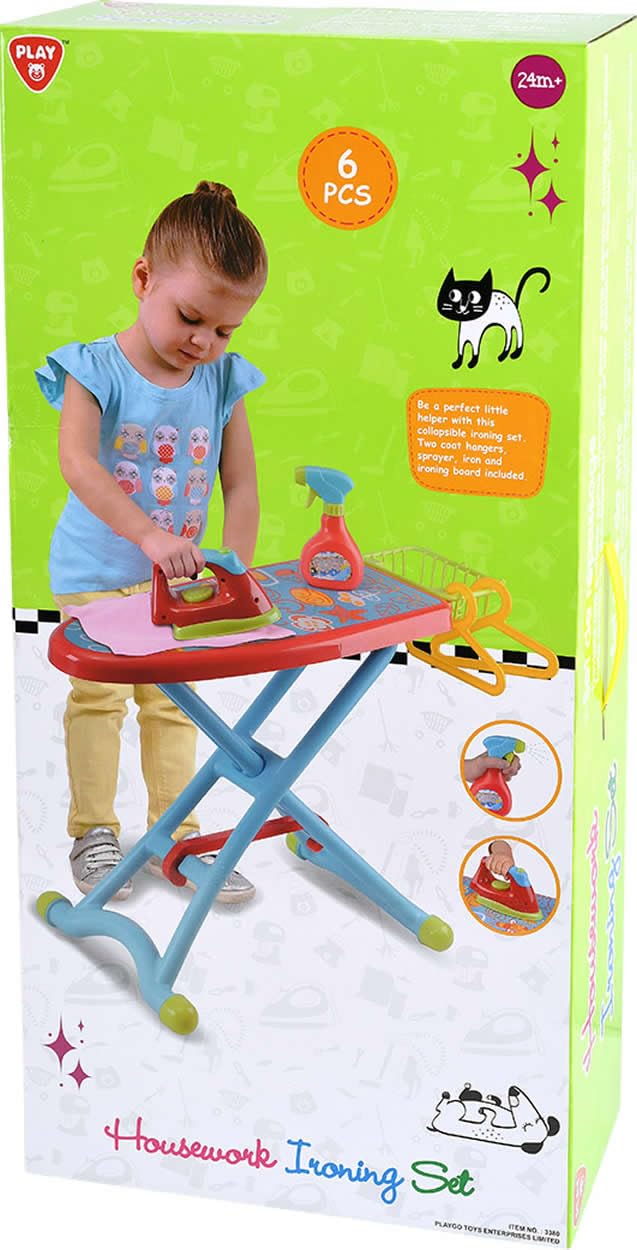 Bügel Spiel-Set 6-TLG. von PLAY Kinder Haushaltsset Bügelbrett Bügeleisen +2J