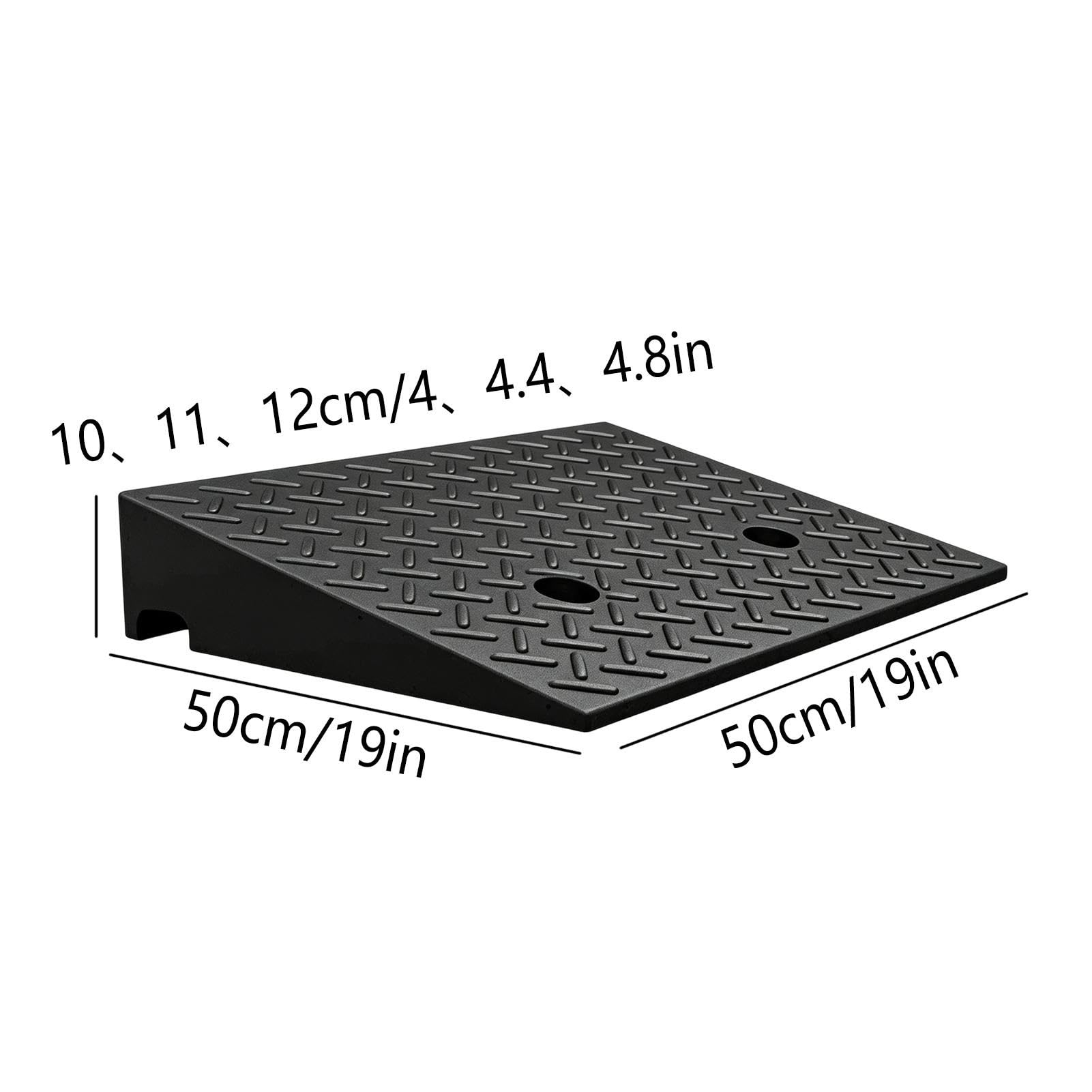 Rampa de Goma para Bordillo Altura de 10-12 cm Rampa Antideslizante | 50 cm x 50 cm, Capacidad de Carga de 2000 kg, para Silla de Rueda Moto Coche Carrito(4.4in/11cm H)
