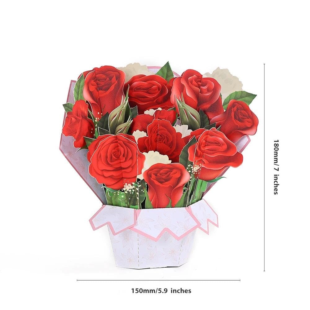 Tarjeta de felicitación 3D con Ramo Rosas Rojas for cumpleaños