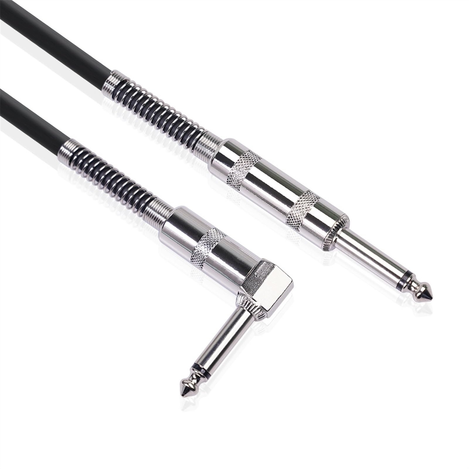 Cavo jack per chitarra elettrica e basso, Cavo for chitarra da 6,35 mm, dritto, a gomito, nichelato, schermato a doppio strato, nero, 1,8-10 m(10)