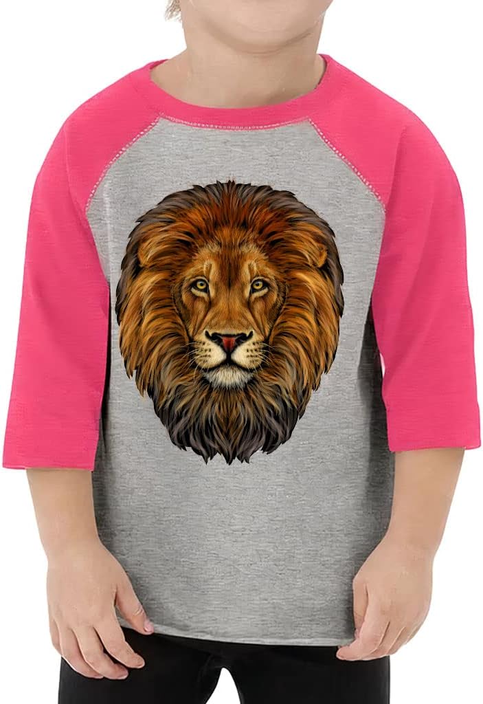 Lion Head Toddler Baseball T-Shirt - Cool Design 3/4 Sleeve T-Shirt - Illustration Kids' Baseball Tee