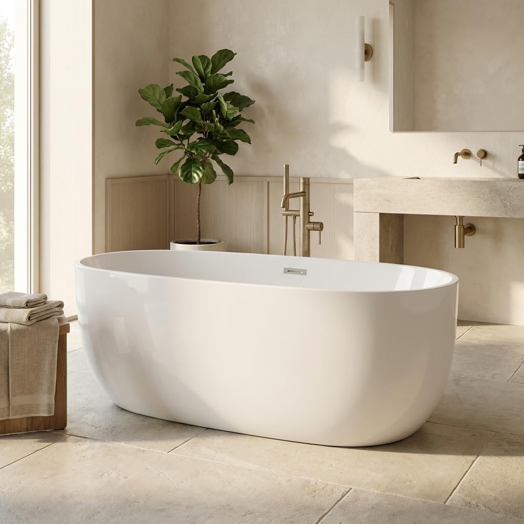 Vasca da bagno ovale in acrilico 160 cm a libera installazione - Montain