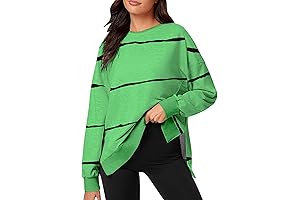 Women's Oversized Sweatshirt Crew Neck Long Sleeve Casual Slit Pullover Top Fall...