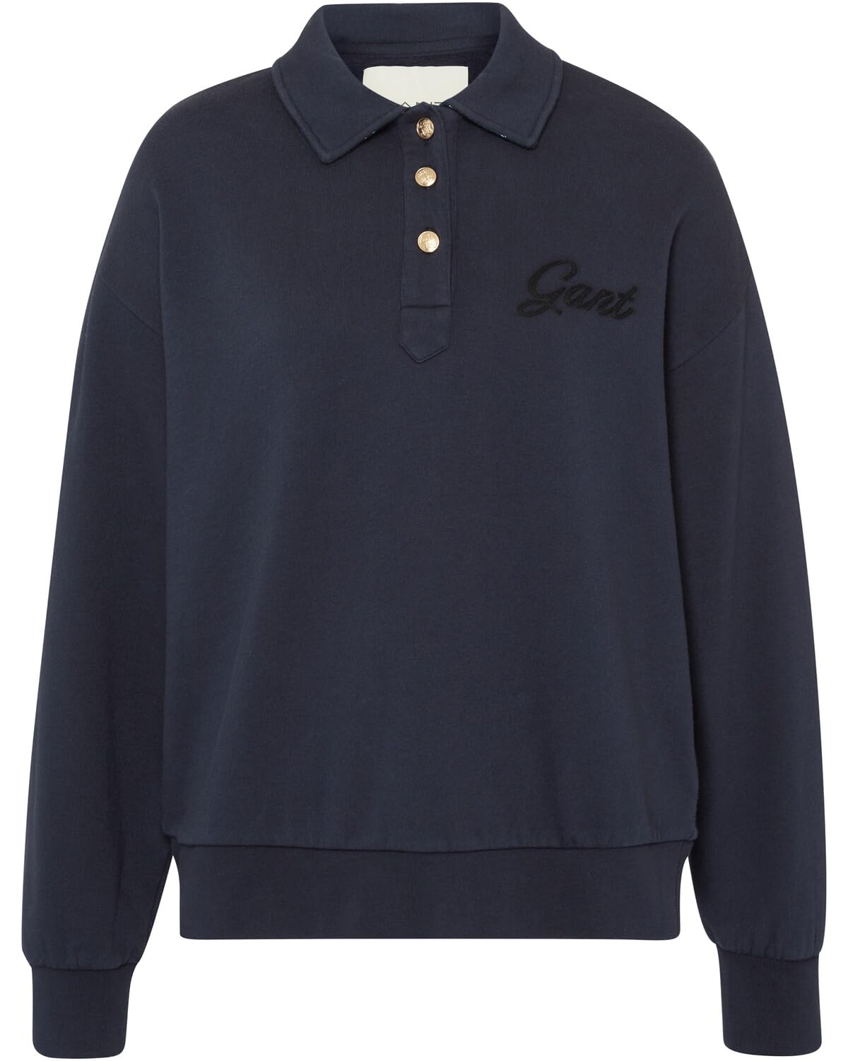GANT Women's Script Rugger Sweat T-Shirt, Evening Blue, XL