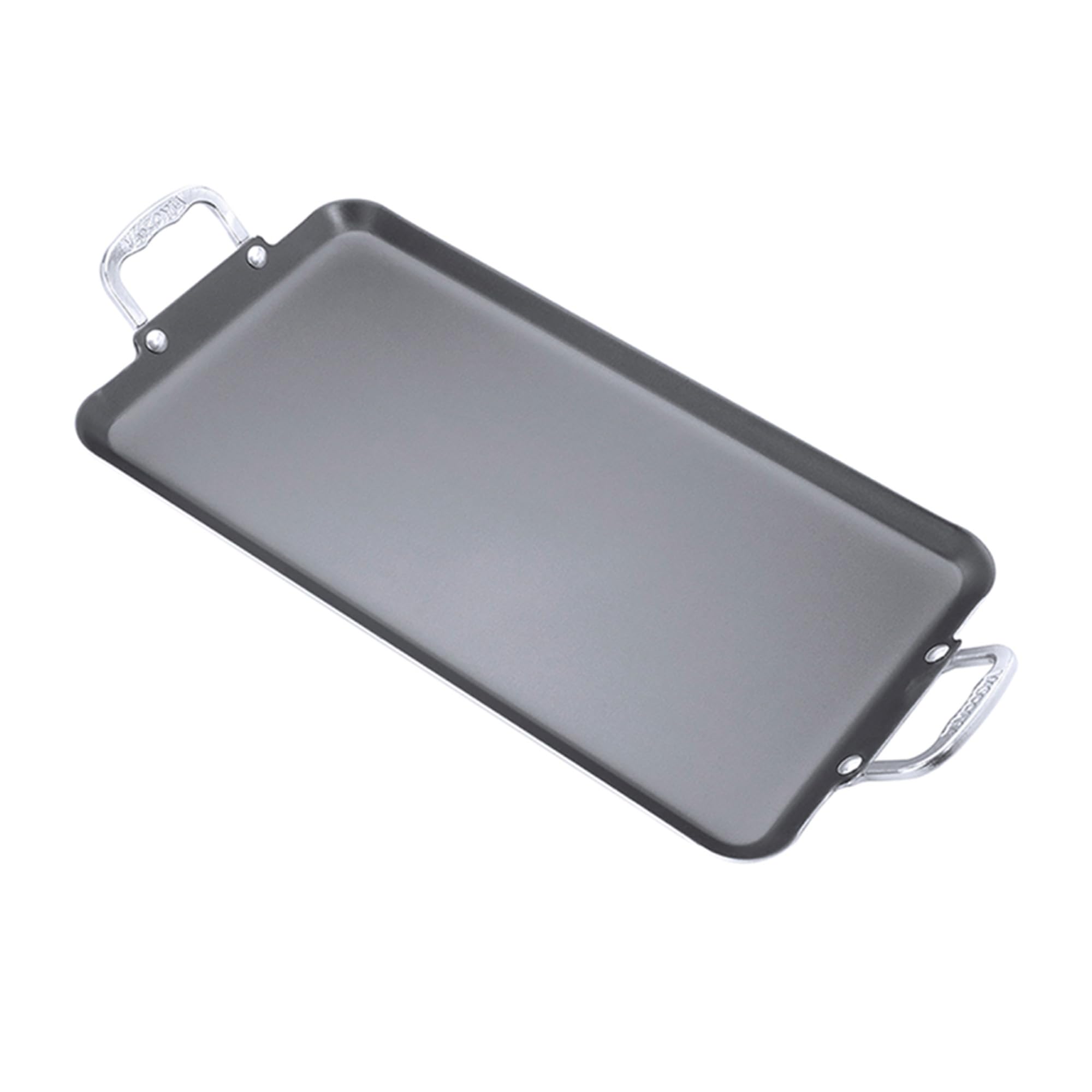 Vasconia Durable Double Burner Griddle (20? x 11?) 100% Pure Aluminum with Nonstick - NSF Certified - for Frying, Searing, Grilling, Browning, Ideal for Home & Commercial Kitchen - Pack of 1