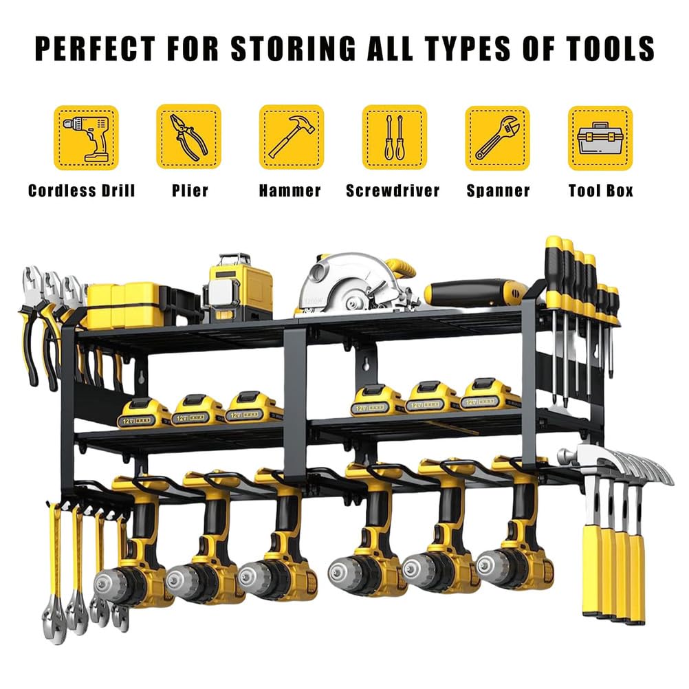Garage Tool Manager Staffa a Parete, Gancio per Attrezzi da Giardino per Attrezzatura da Sci, Sedia, Scopa, Mop, Rake Garden Tool,80×20×24cm