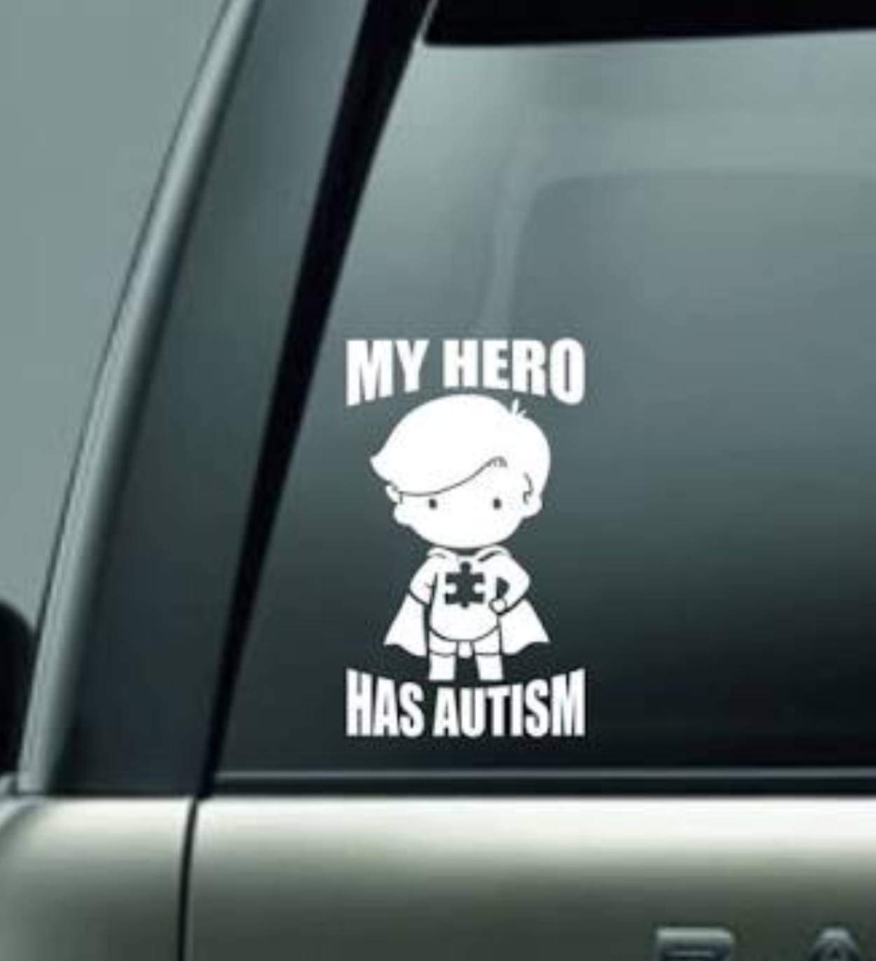 2PCS Autism Awareness My Superhero Stickers – 4 Inch Vinyl Decals for Laptop, Car, Window, Door – Waterproof Autism Stickers for Cars, Shops, Gifts