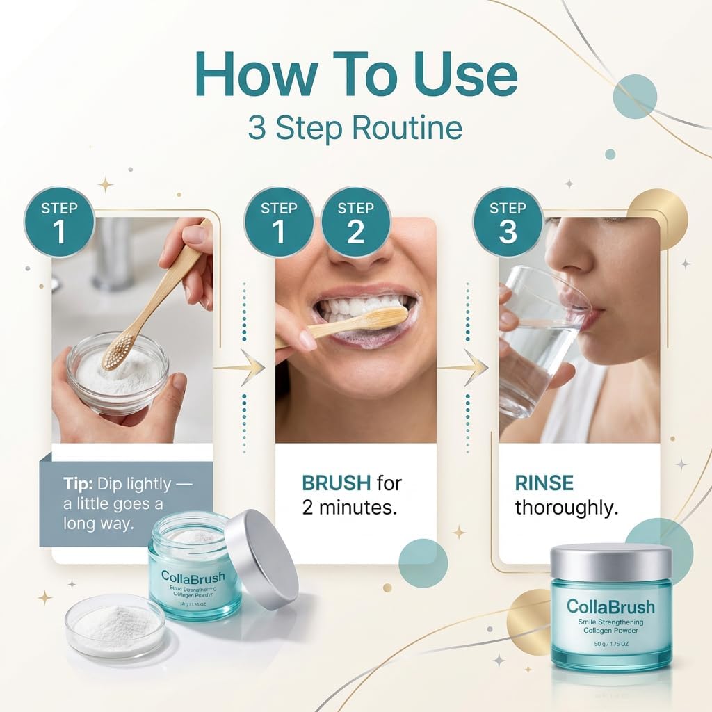 Collagum Collagen Powder for Teeth, Collagen Powder for Gum with Nano Hydroxyapatite, Smile Strengthening for Gum & Enamel Care, Fluoride-Free Gentle Formula