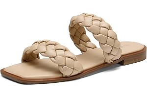 Women's Two Straps Slide Sandals with Square Toe