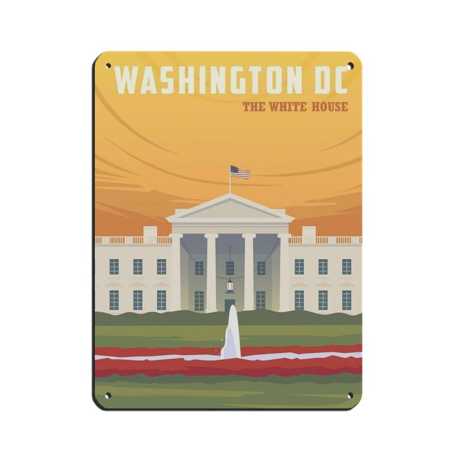 Washington DC Travel Poster Tin Sign Vintage Metal Pub Club Cafe Bar Home Wall Art Decoration Poster Retro 12x16inch(30x40cm)