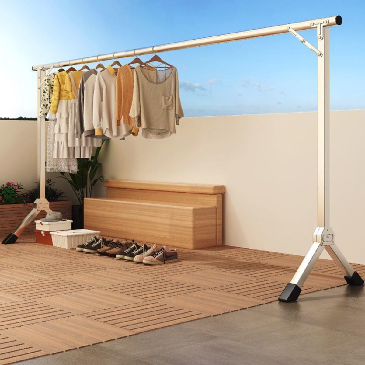 【新着商品】Ptomotoふとんほし 屋外 室内 ベランダ ステンレス 倒れない Amazon.co.jp : Ptomoto物干し 室内用 布団干し 洗濯干し 伸縮可能