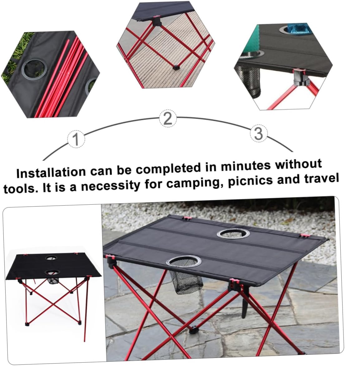 Aluminum Folding Table Lightweight Portable Camping Table Small Foldable for Outdoor Beach BBQ Party