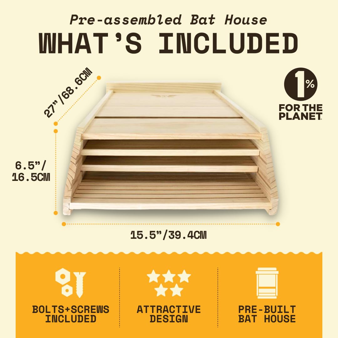 Big bat box Bci certificata Triple Chamber bat House, Unfinished