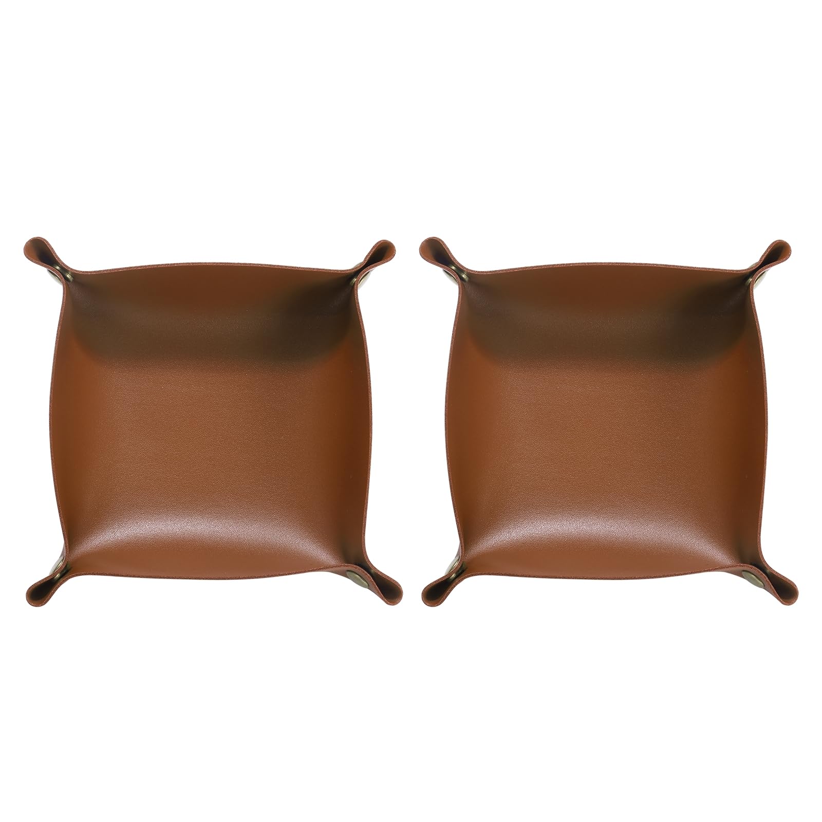 HARFINGTON 2pcs PU Leather Valet Tray Unisex Folding Small Catchall Tray Portable Entryway Table Tray Nightstand Bedside Desk Tray for Key Wallet