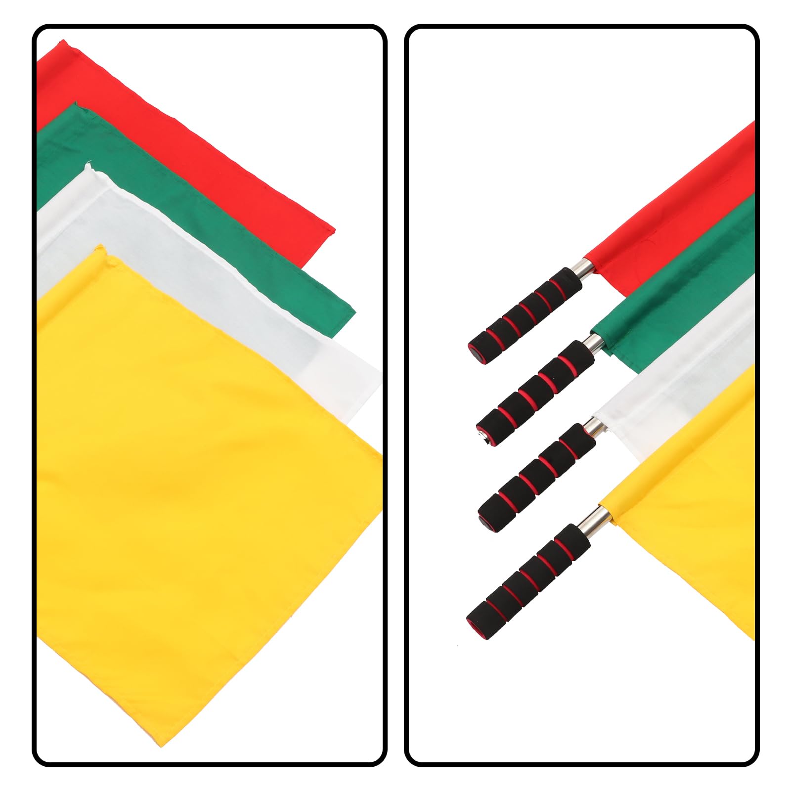 Veemoon 4 Pièces Drapeaux De Signalisation Arbitre - Drapeaux Football Avec Poteau Inox, Haute Visibilité