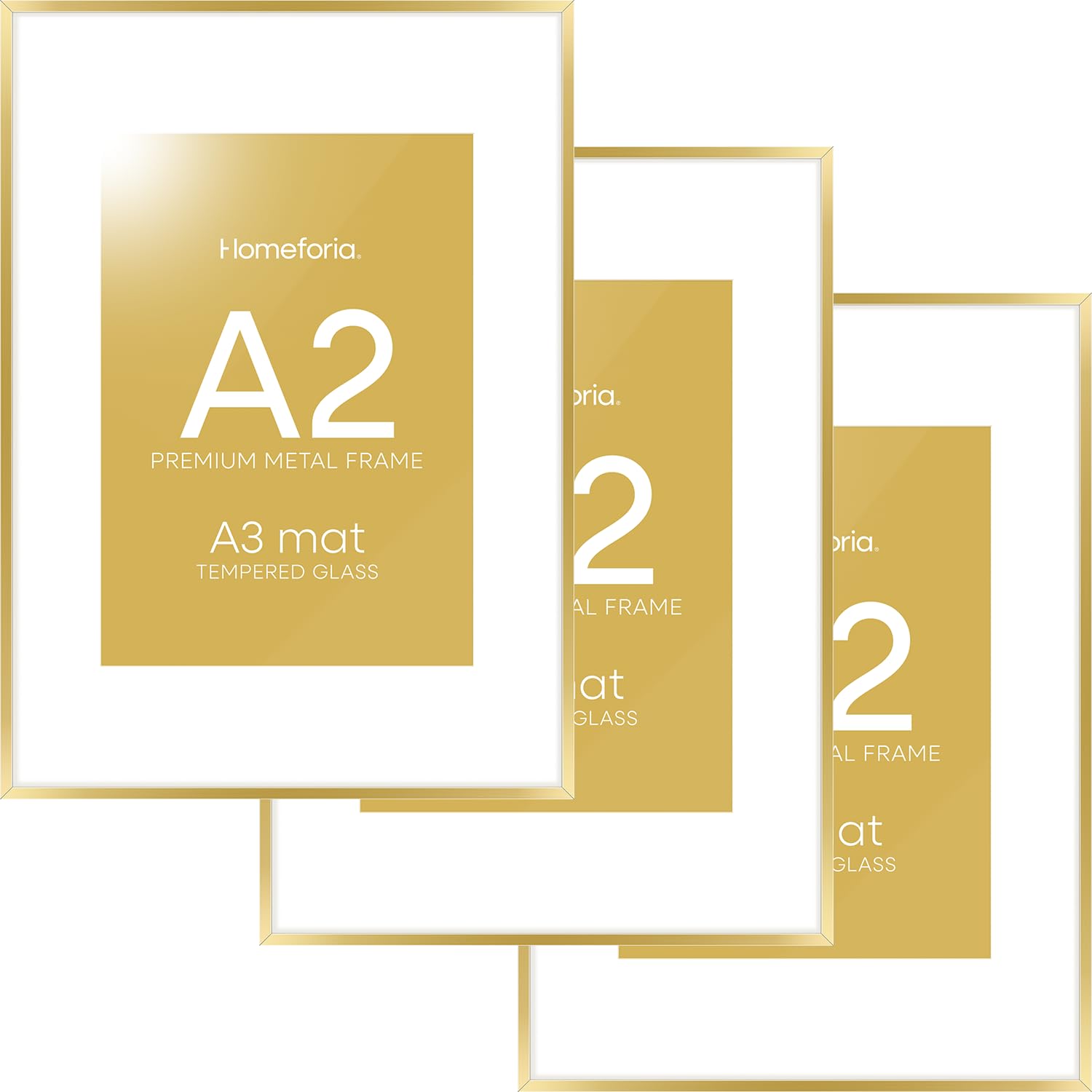 Photo 1 of **PARTIAL SET/ ONLY 1*** Homeforia 20x20 Picture Frame Gold, High End Metal 20 x 20 Square Poster Frame with Mat 16 x 16 Photo, 20x20 Frame Matted to 16x16 Print, 20by20 Gold Hanging Frames, Tempered Glass, Wall Kit, Set of 3