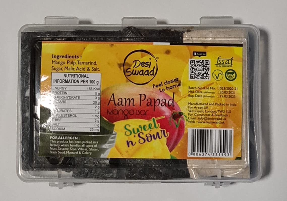 Desi Swaad Aam Papad Mangobar Sweet n’ Sour Flavour 170g – Masala Special mango Slices