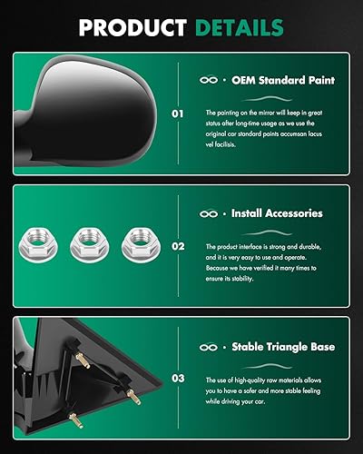 Miniatura 4 de SCITOO Espejo lateral manual plegable negro retrovisor lateral compatible con Chevy Blazer 94-98 94-98 GMC Jimmy S-15 Sonoma 96-98 Isuzu Hombre
