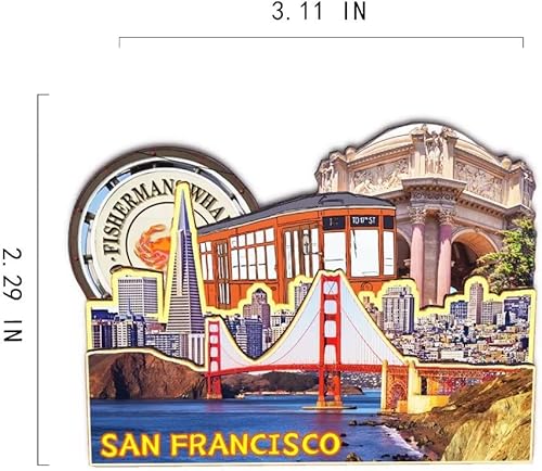 Miniatura 3 de Imán de nevera de San Francisco USA 3D clásico de madera para refrigerador, hito hecho a mano, recuerdo de viaje, colección de regalo, decoración