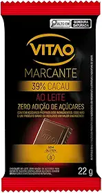 VITAO Chocolate ao Leite Zero Açúcar 22g – 39% Cacau, Sem Glúten e Textura Cremosa