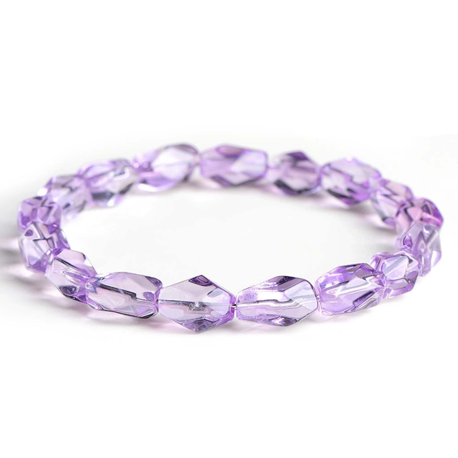 Pulsera de Cuentas en Forma de Barril de Amatista Talla facetada
