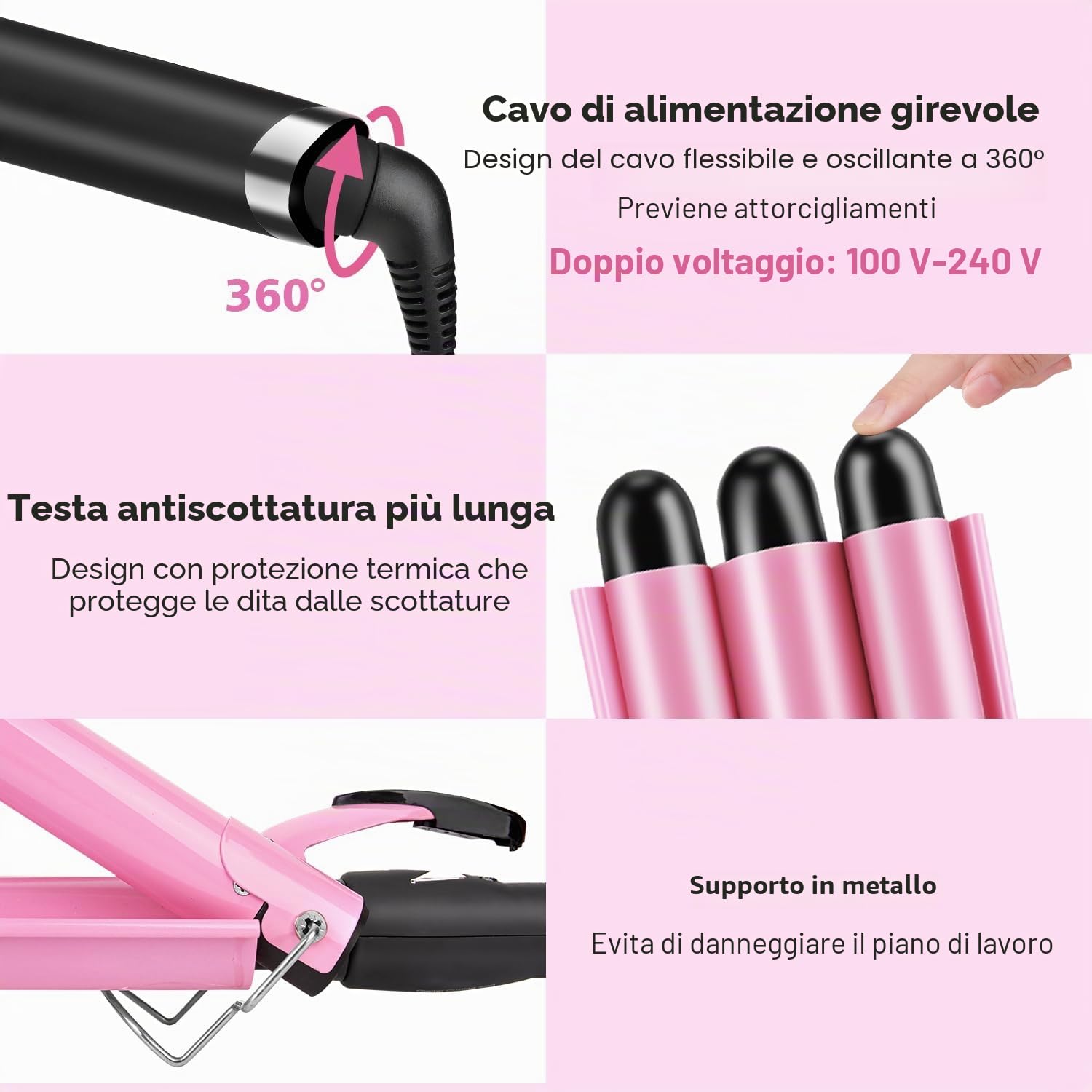 Arricciacapelli 3 Tubi - LAYADO Piastra Onde per Capelli 25mm per Acconciature Effetto Riccio e Ondulati Temperatura Regolabile Ondulata Ferro Arricciacapelli Professionale Ceramica