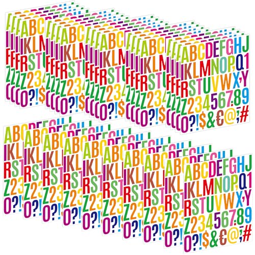 Letter Stickers 30 Sheets 1500 PCS Large Alphabet Sticker 2 Inch Vinyl Self Adhesive Stick on Stickers for Water Bottles Cup Mailbox Number Address Crafts Scrapbook Bulletin Board Decor (Colorful)