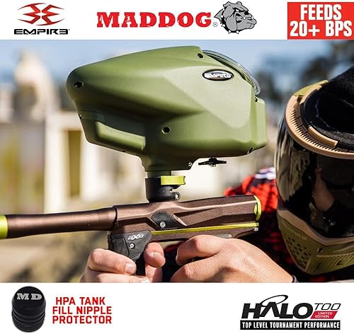 Miniatura 20 de Maddog Empire Halo Too - Cargador electrónico de paintball con alimentación épica de velocidad HK Army y tanque de paintball HPA paquete de Negro