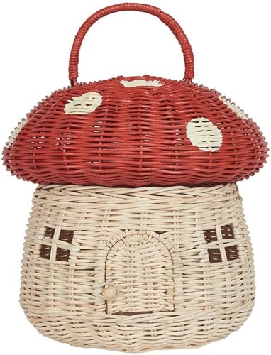 Kqcibz Handmade Rattan Mushroom-Shaped Storage Basket- Cute Handmade Handcrafted