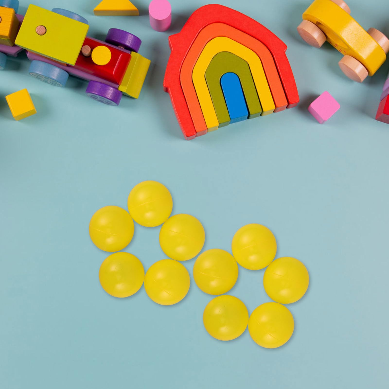 50 Pelotas Amarillas de Goma: Pelotas Redondas de 5,5 cm, Suaves, Ideales para Piscinas Infantiles, Tiendas de campaña, Cuartos de Juegos para bebés y túneles de Juego para niños pequeños.