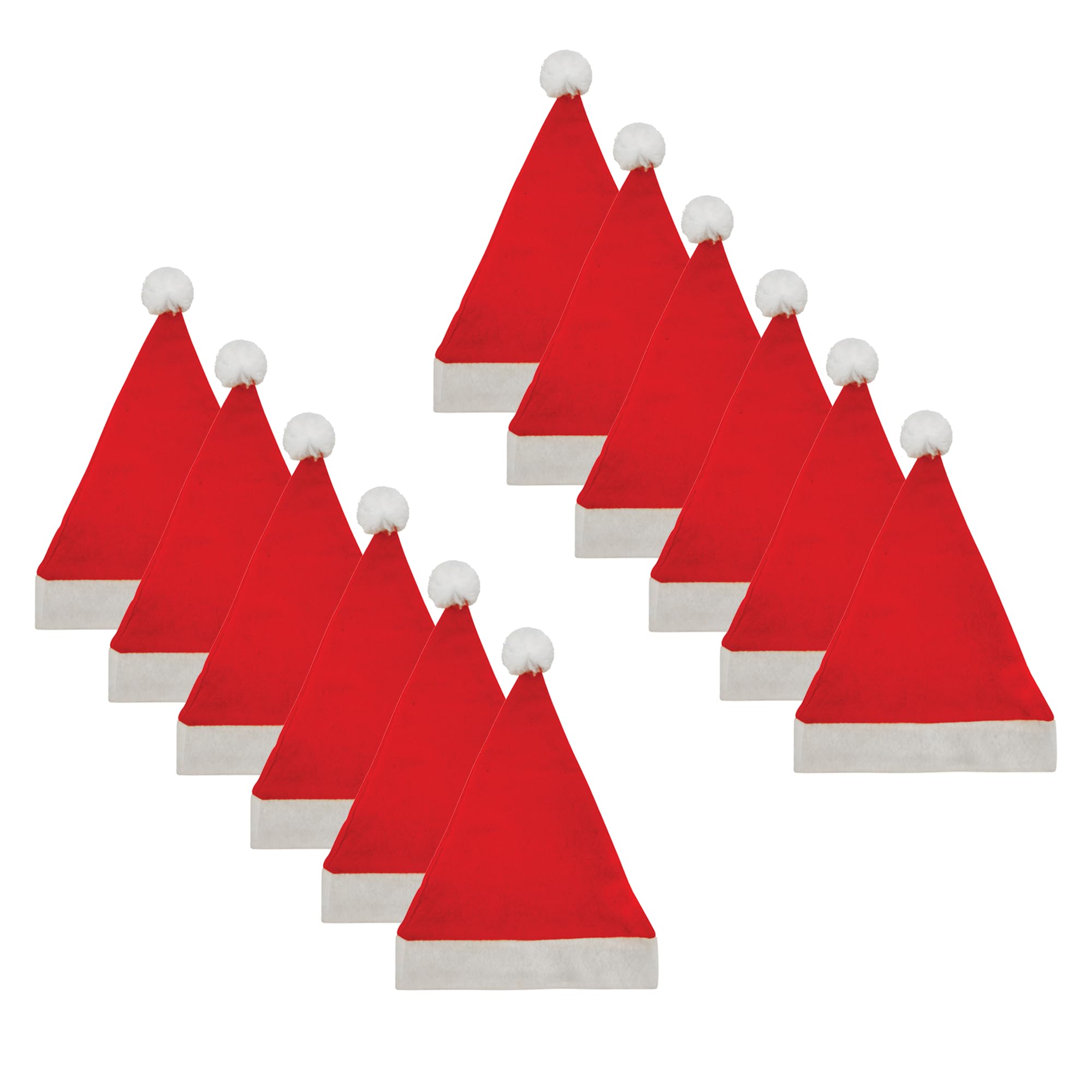HENBRANDT 12 x Adult Christmas Santa Hat with White Bobble One Size Red Santa Claus Hat Xmas Party Novelty Gift Father Christmas Fancy Dress Costume Accessory for Men and Women