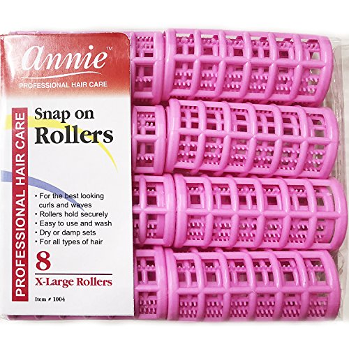 Annie Snap on Rollers #1004, 8 Count Pink X-Large 1-1/8 Inch (3 Pack)