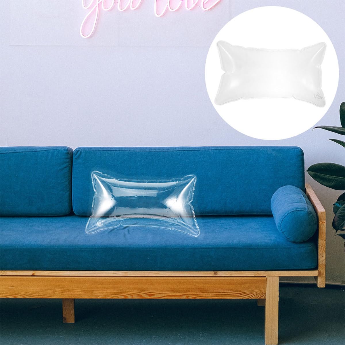 GALPADA Coussin Gonflable de Camping Transparent 40X70 CM Coussin d'Extérieur Portable et Réglable pour Soutien Dorsal Oreiller Léger et Résistant pour Randonnée Voiture et Jardin