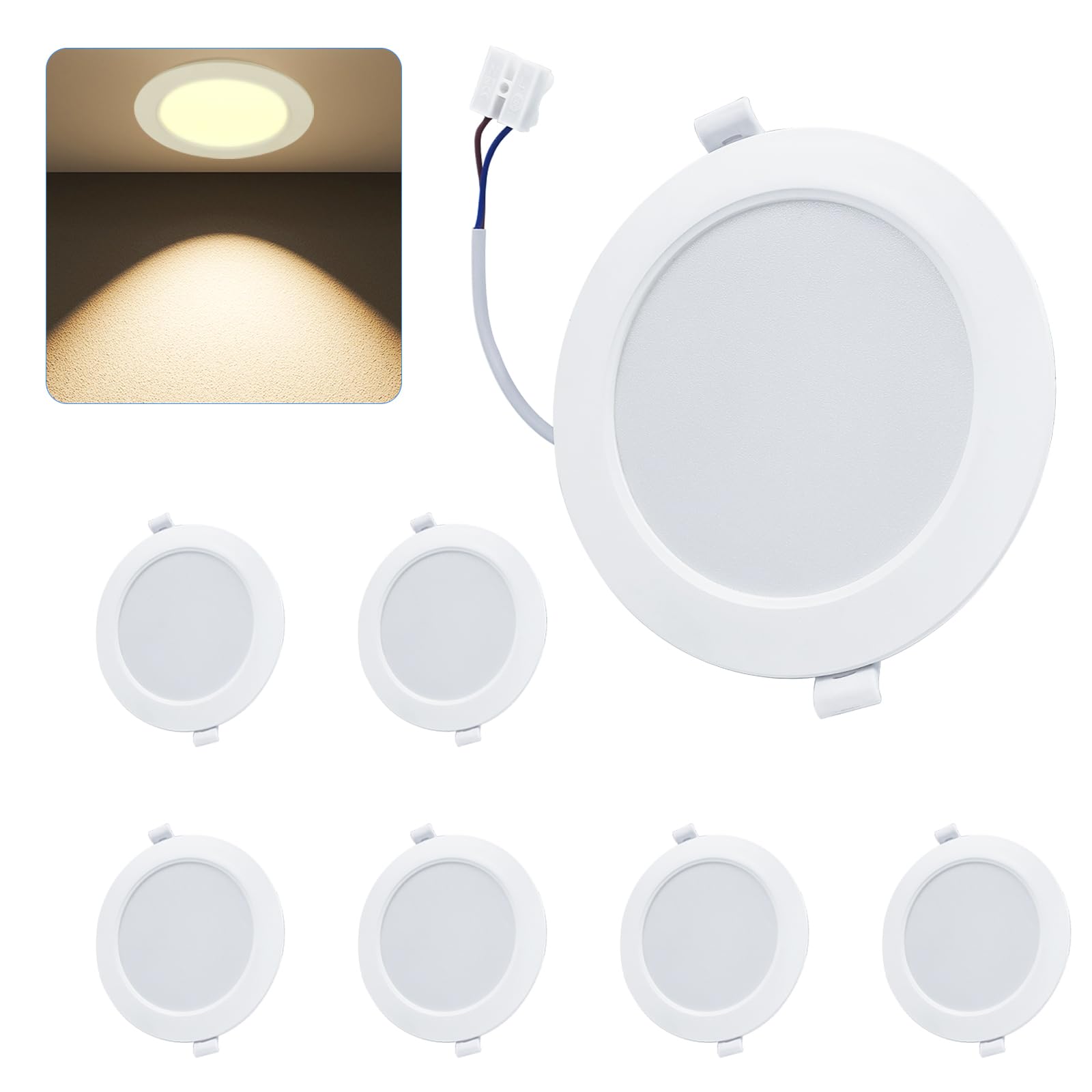 WeshLMPO Faretti Led da Incasso per Cartongesso, Bianco Caldo 3000K Faretti Led Soffitto 4W 350 Lumen, IP44 AC 220-240V Faretto Led Interno Ultrasottili 25mm, Set di 6