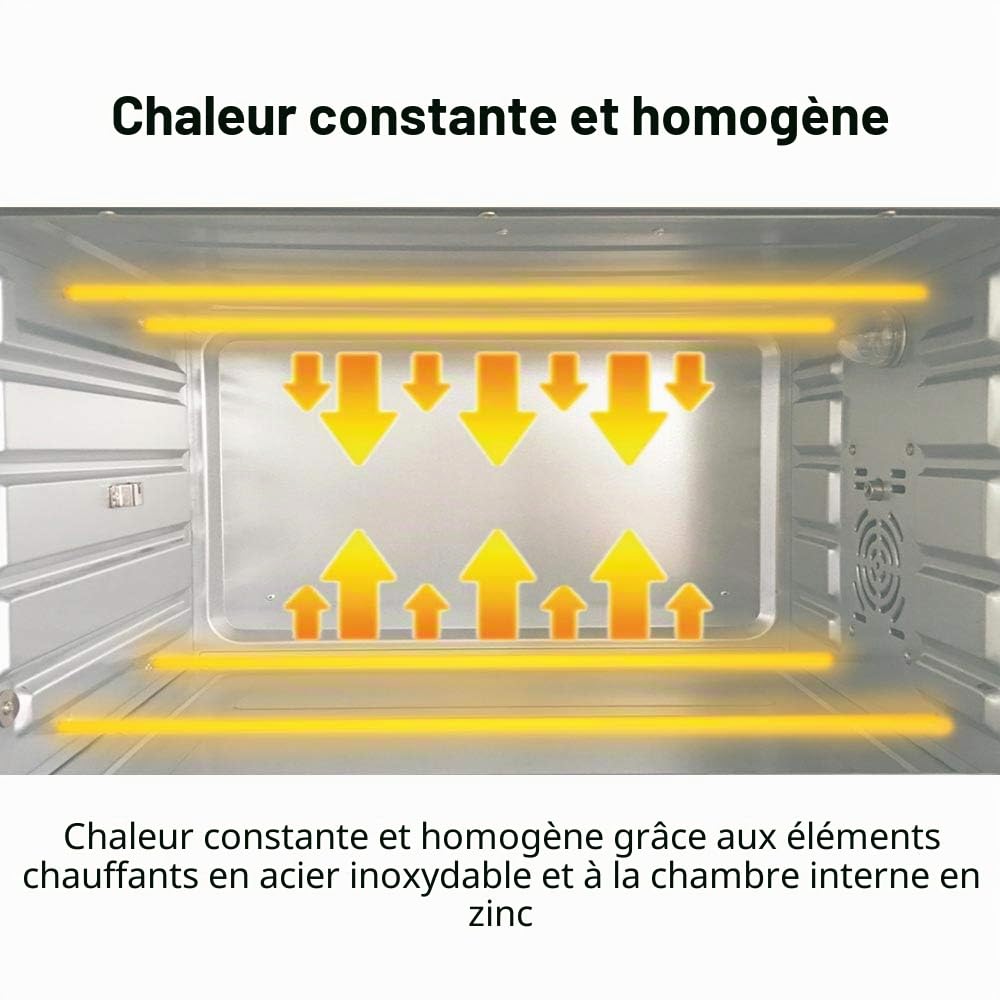 Bakaji Home Four Four électrique Ventilé Puissance 2200W avec double porte lumière intérieure sélection de cuisson température réglable minuterie et accessoires (55 litres)