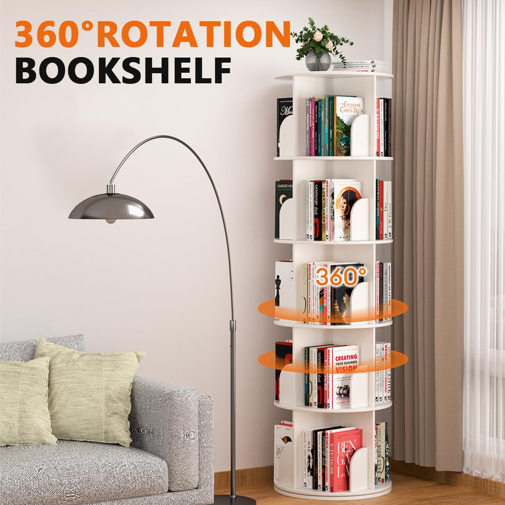 Amazon.com: Nidouillet Rotating Bookshelf Tower, 5 Tier Spinning