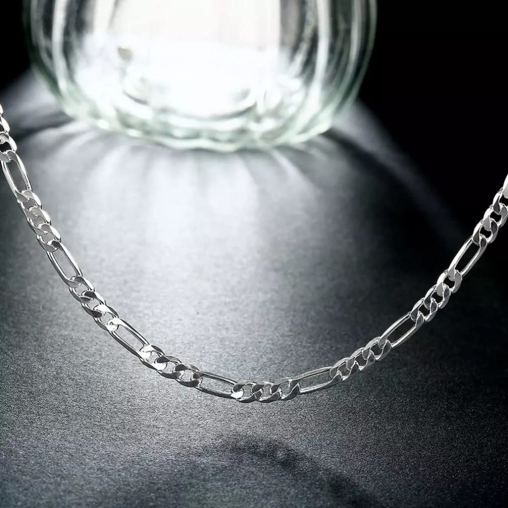 Pollici 4 mm Collana a Catena Laterale Piena Donna Regalo per Gioielli da Sposa