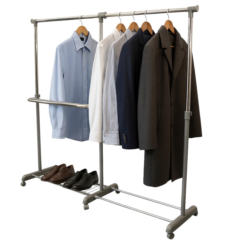 Gerso portant extensible vestiaire télescopique portemanteau de vestiaire à roulettes portants pour marché aux puces gris