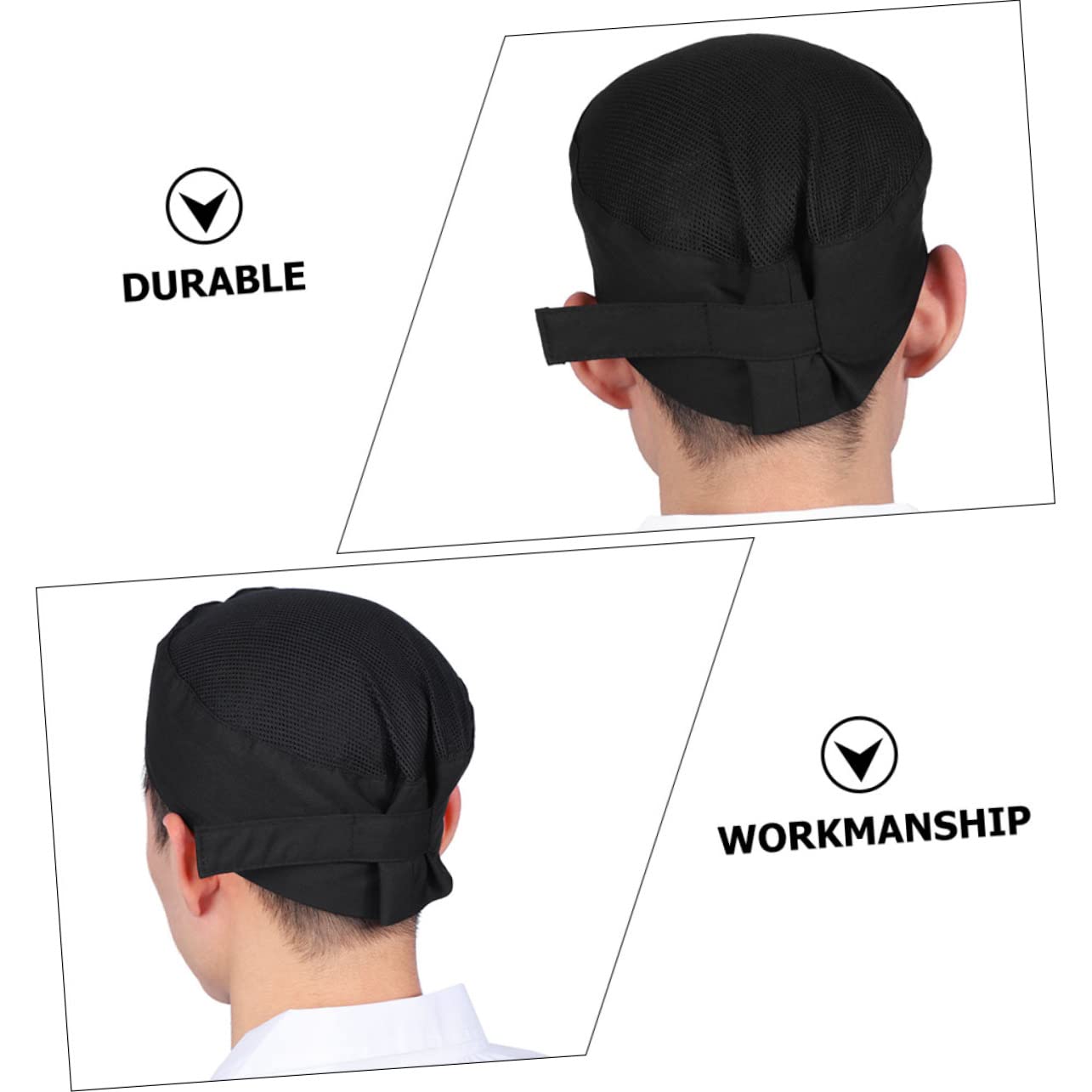 DOITOOL 6 Pz Cappello da Cuoco Berretto da Cuoco Traspirante Calotte Craniche da Cucina Cappelli da Chef da Donna Cappello Bouffant da Chef Soffice Uomini e Donne Coulisse Stoffa